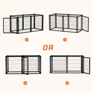 Cuccia per Cani Nera a Tinta Unita 120 cm, Gabbia per Animali Domestici da Interno, Box per Cuccioli con Tetto per Cani di Piccola e Media Taglia 56x61x61 cm - Product Image 4