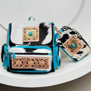 Bolsa de pañales de viaje multifuncional de piel de vaca mecanizada a mano al por mayor superventas, mochila y neceser de lujo para mujer - Product Image 4