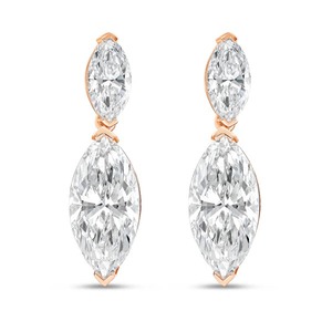 8 CT Customizable Simulated Diamond <b>Emerald</b> Pear Mixed Shape 18K Gold Plated Luxury Modern Geometric Drop Earrings IGI - Product Image 2
