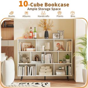 Libreria Moderna Stile Antico 140x24x107 cm con 5 Gambe in Metallo e 2 Dispositivi Anti-Ribaltamento per Soggiorno e Hotel - Product Image 5