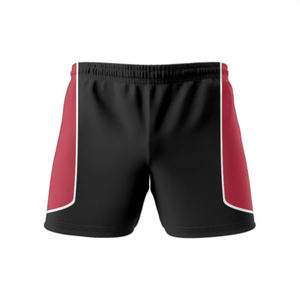 <b>Men</b> <b>Red</b> Solid Sport <b>Shorts</b> Front Logo Mid Elastic Waist White Side Stripes Quick Dry 100% Polyester Summer Athletic Wear - Product Image 4