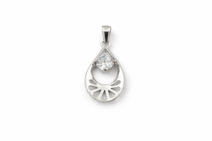 Colgante delicado hecho a mano con forma de pera, plata de ley 925, diamante, piedra preciosa, joyería elegante - Product Image 2