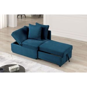 Poltrona Convertibile in Tessuto Blu per Soggiorno con Poggiatesta Regolabile e Cuscini, 1 Pezzo, Arredamento Funzionale - Product Image 1
