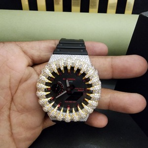 New Fashion Dial Luxury Stainless Steel <b>Case</b> Moissanite Diamond <b>Watch</b> Rubber Band With Half Throne <b>Watch</b> - Product Image 4