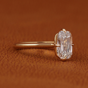 Bague de fiançailles solitaire ovale 3 carats en diamant de laboratoire sur mesure, monture closée en or massif 14K, certifiée IGI, tendance - Product Image 2