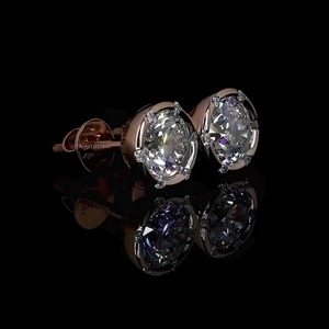 2.00CT Each Cut Claw Setting Solitaire <b>Stud</b> Drop Earrings D Color VVS1 Moissanite Diamond IGI Certified 18K Gold Plated 925 - Product Image 1