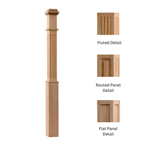Poste de Escalera Ajustable Ecológico de Madera con Detalles de Panel Acanalado, Fresado y Plano, Diseño Duradero de Caja de Álamo Sólido - Product Image 2
