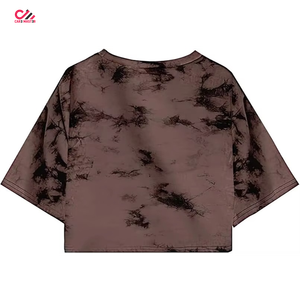 T-shirt personnalisé à imprimé tie-dye pour femmes, t-shirts courts de qualité supérieure, manches courtes, crop tops - Product Image 2