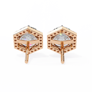 Unique Round Cut IGI 1Ct each and Round Lab Grown Diamond 14K Gold IGI Certified <b>Earring</b> <b>Tops</b> for Gift Party & Anniversary - Product Image 5