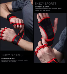 Black Half Finger Weightlifting <b>Gloves</b> With Wrist Support Breathable Fitness Training Gym Mitts Spring Autumn Sports Use - Product Image 6