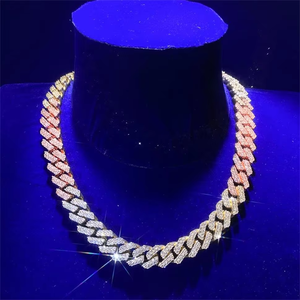 สร้อยคอเงินแท้ S925 ชุบทองคำขาว 14K แบบ Cuban Link ขนาด 6 มม. 10 มม. ประดับเพชรโมอิสซาไนต์เต็มเส้น สไตล์ฮิปฮอป - Product Image 1