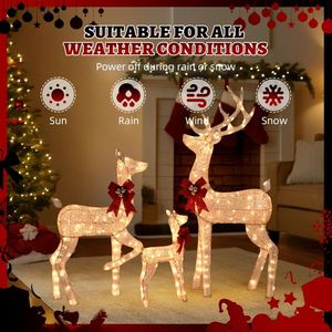 Juego de 3 Renos Navideños Iluminados para Exteriores, Resistentes a la Intemperie, Adorno de Renos Brillantes para Decoraciones Navideñas - Product Image 4
