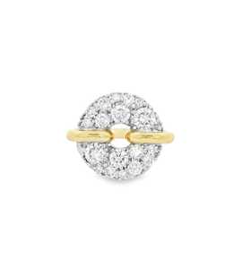 Diamond Signet <b>Ring</b> Bubble Chunky Statement Micro Pave Setting <b>Dome</b> Pinky Band 13mm 14k 18k Solid Gold Round Lab Grown Wholesale - Product Image 1