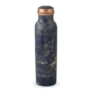 Bouteille en cuivre pur à motif floral aviaire asiatique, épaisse et robuste, réutilisable, pour boissons saines et sportives, idéale pour un usage quotidien - Product Image 1