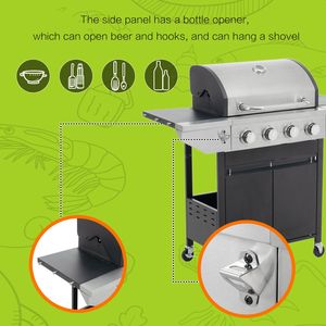 Parrilla de Gas Propano de Acero Inoxidable de 4 Quemadores, 46,500 BTU, para Exteriores, Patio, Jardín, Barbacoa - Product Image 5
