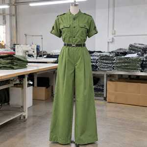 <b>Women</b> Work Knitted Style <b>Utility</b> <b>Jumpsuit</b> Full Length Wide Leg Cargo Romper Sleeveless Belted Waist - Product Image 1