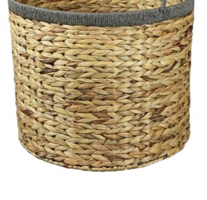 Cesta de Jacinto de Agua con Borde Gris, Cesta Decorativa Tejida a Mano para Almacenamiento en Sala de Estar, Dormitorio, Baño - Product Image 4