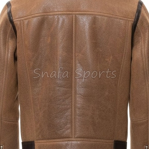 Manteau en peau de mouton pour homme, style aviateur, veste d'hiver avec fermeture éclair, style streetwear, cuir fin, service OEM - Product Image 5