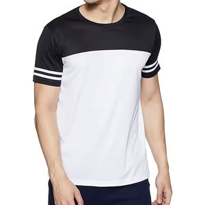 T-shirt à manches courtes pour homme, col rond, coupe classique, respirant, tricoté, blanc et noir, vêtements décontractés, chemises de créateur - Product Image 1