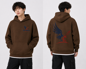 Sudadera con Capucha para Hombre, Color Marrón, 100% Algodón, Estilo Jersey, con Bolsillo Frontal y Estampado Trasero, Estilo Urbano, Corte Regular, 370g, para Invierno - Product Image 1