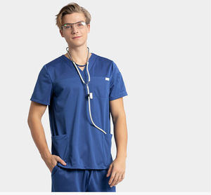 Hot Sale Women's Doctor Uniforms Medical <b>Nursing</b> Scrubs Spandex/Polyester Knitted Fabric Seamless Fusing Clinic Scrub Sets Short - Product Image 3