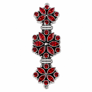 Offre de prix de gros : Bracelet tendance pour femme, en laiton plaqué argent antique, orné de perles et de grappe de fleurs en zircon cubique rouge, idéal pour un anniversaire - Product Image 1