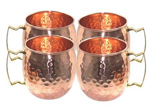 Copper cocktail mug set for elegant mocktail presentations hammered finish metal cups durable reusable kitchen party mugs - Product Image 1