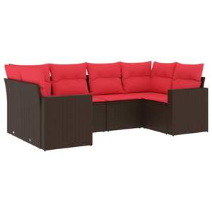 Juego de sofás de patio de ratán sintético marrón de 6 piezas con cojines, muebles duraderos para exteriores - Product Image 2