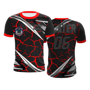 เสื้อแข่งเกมเมอร์อีสปอร์ต สีดำ-ฟ้า พิมพ์ลายแบบซับลิเมชั่น แห้งเร็ว ผ้าโพลีเอสเตอร์ 100% คอกลม ยูนิเซ็กส์ สำหรับผู้ใหญ่ ชุดทีม - Product Image 4