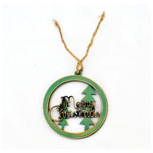 Ornements de Noël en bois vert découpés au laser, décoration rustique pour sapin, fournisseur en gros d'ornements festifs pour l'arbre de Noël - Product Image 1