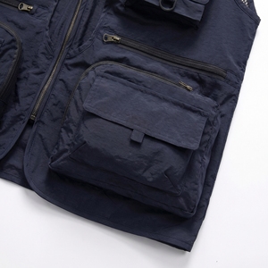 Navy Blue Multi Pocket Tactical <b>Utility</b> <b>Vest</b> | Zip Up Mesh Back Work <b>Vest</b>| Heavy Duty Sleeveless Jacket| Custom OEM Manufacturer - Product Image 3
