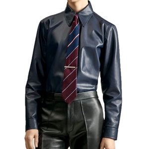 New Design Long Sleeve Stylish Men's Premium Hight Quality Leather <b>Shirt</b> Customized Logo & Size Classic Leather <b>Shirt</b> for Men - Product Image 3