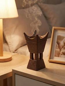 Arabian Aroma <b>Burner</b> Hand-Made Wooden Incense <b>Burner</b> With Geometric Cutout Design Sandalwood Aromatic Diffuser All-Season Use - Product Image 3