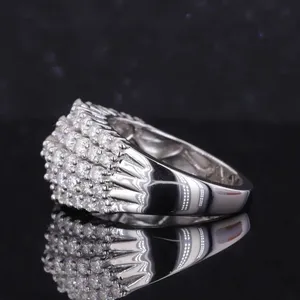 Bague Éternité pour Femme en Argent 925 Plaqué Rhodium avec Diamants Ronds Naturels Sertis Pavé, Style Glamour pour Mariage et Fiançailles - Product Image 2