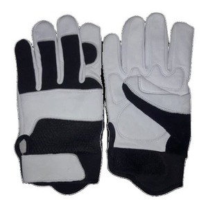 Gants à doigts complets en cuir antidérapants pour l'extérieur unisexe toutes saisons avec fermeture auto-agrippante jaune noir - Product Image 5