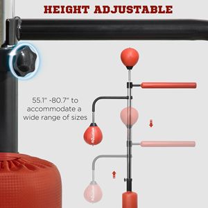 Macchina per Allenamento Boxe 4.6FT-6.7FT con Sacco da Boxe per Riflessi e Velocità, Supporto Rosso - Product Image 5