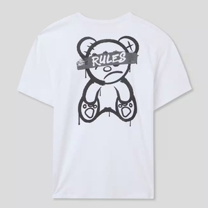 เสื้อยืดคอกลมแขนสั้นผ้าฝ้ายเจอร์ซีย์สีขาวสำหรับผู้ชาย พิมพ์ลายโลโก้ด้านหน้า ทรงลำลองพอดีตัว - Product Image 2