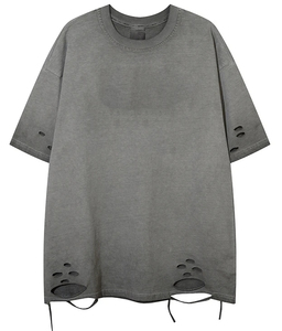 เสื้อยืดคอตตอนยูนิเซ็กส์ทรงโอเวอร์ไซส์ รุ่นยอดนิยม ลายขาดสไตล์วินเทจ สำหรับผู้ชาย - Product Image 1