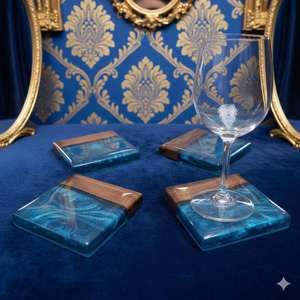 Sous-verres en bois massif faits à la main de luxe pour la décoration de table basse, cadeaux de mariage et d'entreprise - Product Image 4