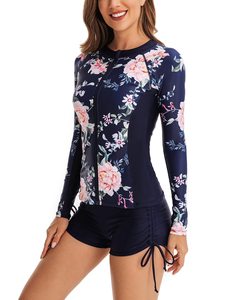 High Quality Plus Size Women Zip Up <b>Rashguard</b> Swim Rash Guard Print Custom Rash Guard Long Sleeve Sublimated Rash Guards - Product Image 2