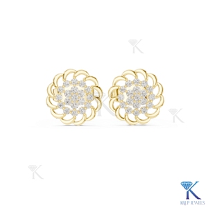 Lab Grown Diamond Sunburst Floral <b>Stud</b> Earrings Multi Stone Cluster 14K/18K Solid Gold Fine Women's Jewelry Party Anniversary - Product Image 4