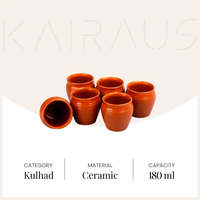 Ensemble de 2 kulhas en céramique rustique marron Kairaus, résistantes à la chaleur, pour café et thé