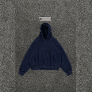 เสื้อฮู้ดดี้สีน้ำเงินกรมท่าพรีเมียมทรงโอเวอร์ไซส์สำหรับผู้ชาย สไตล์สตรีทแวร์ทันสมัย แฟชั่นแนวสตรีทสไตล์พรีเมียม ผ้าฝ้ายเฟรนช์เทอร์รี่ สำหรับฤดูใบไม้ร่วง - Product Image 5