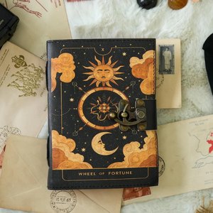 Diario de Cuero Místico Sol y Luna, Libro de Hechizos Wicca, Grimoire Hecho a Mano con Encuadernación Cosida, A6, Regalo - Product Image 3