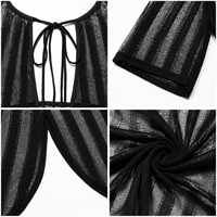 Robe longue en mousseline de soie unie à taille naturelle et manches longues, avec fente haute, idéale pour les vacances d'été et la plage