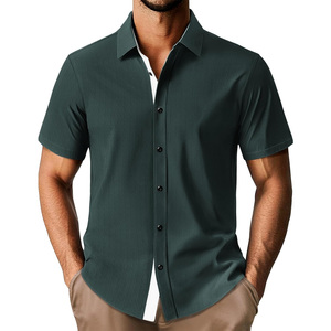 Chemises décontractées pour hommes sur mesure, tricotées, respirantes, à manches courtes, boutonnées, uniformes de bureau, fabricant OEM Pakistan, exportation mondiale - Product Image 1