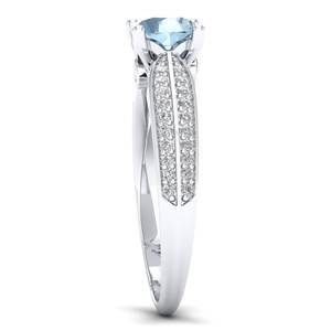 Anillos Solitarios de Plata de Ley 925 de Alta Calidad REYES con Moissanita y Piedra Preciosa Aguamarina, Regalo de Compromiso, Joyería Fina para Mujer - Product Image 3