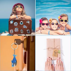 Set di 98 Pezzi per Festa di Compleanno a Tema Squalo: Braccialetti in Gomma Blu, Portachiavi e Decorazioni per Scuola - Product Image 2