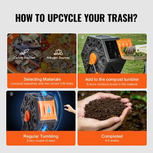 Composter Rotante Compatto da 18,5 Galloni con Camera Singola, Senza BPA, Piccolo Aeratore per Compost con Telaio in Acciaio e Porta Scorrevole - Product Image 3