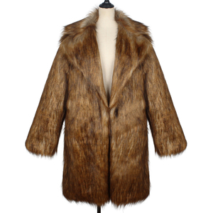 Manteau long en fausse fourrure pour homme, épais et moelleux, pour l'hiver, avec col rabattable - Product Image 1